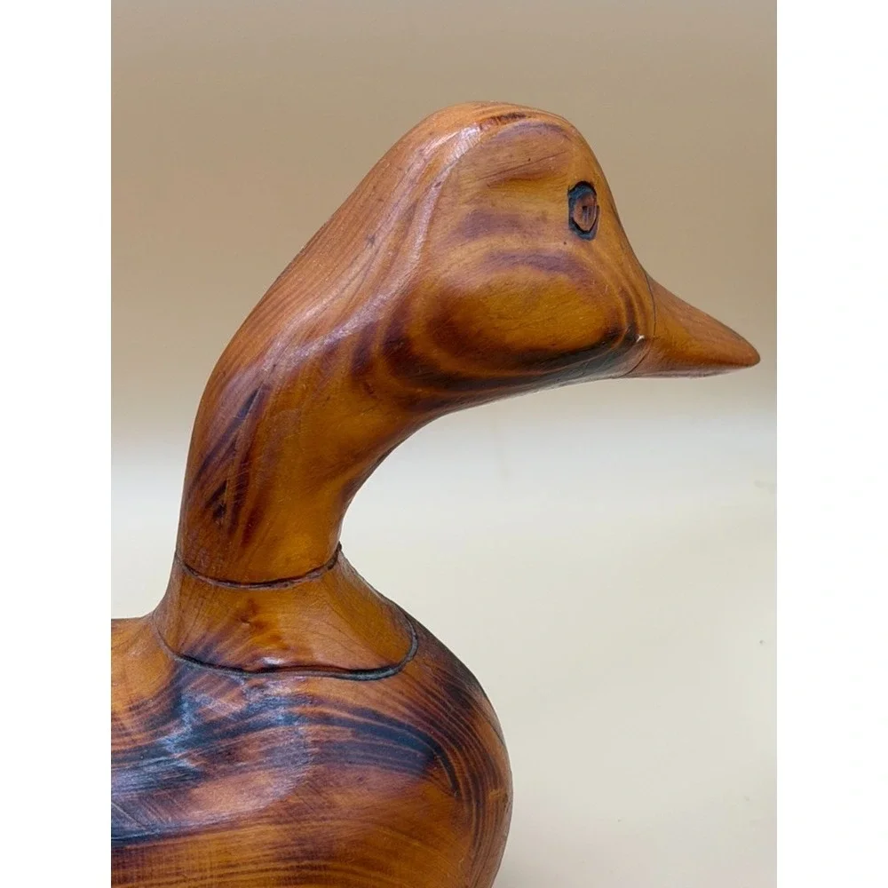 Vintage 1984 Hand Carved Wooden Duck Decoy Folk Art Signed DON 84 12